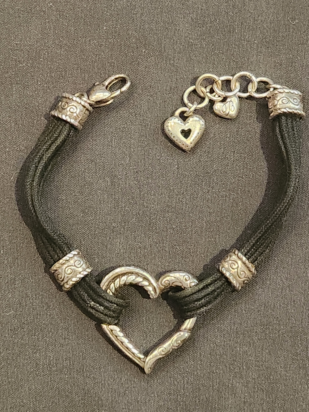 Brighton Heritage Heart Bracelet Silverplate Leather